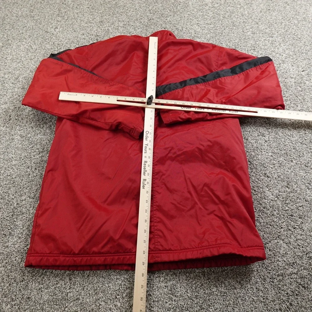 VTG Nike Jacket Mens M Red Swoosh Fleece Lined Zip Track Windbreaker Coat‎ Y2K